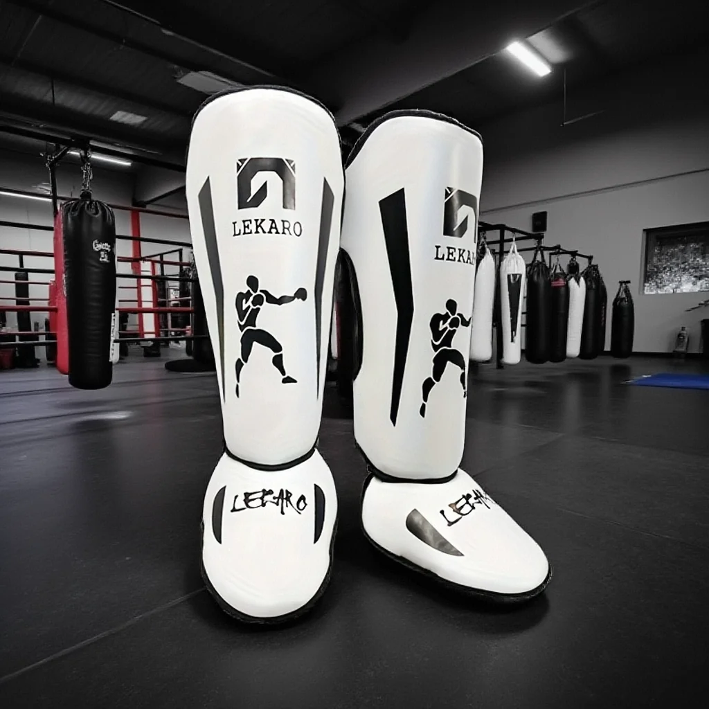 Lekaro adult fighting shin guards fighting shin guards for competitions PU Muay Thai Sanda leg protection sleeves shin guard pads soccer shin guards kickboxing leg guards kickboxing shin guards