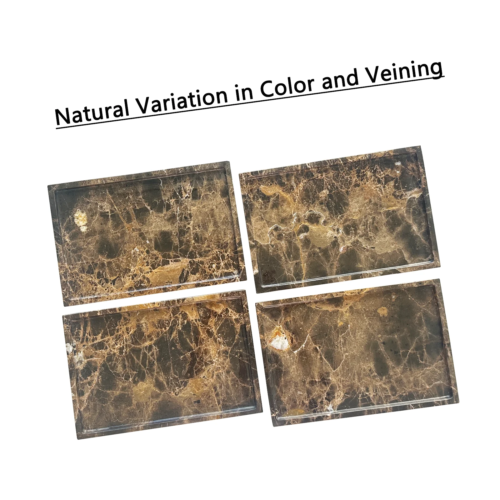 Real Natural Marble Tray Genuine Brown Marble Stone Storage Tray for Dresser/Vanity/Bathroom (Coffee Net, 12" x 8") 4