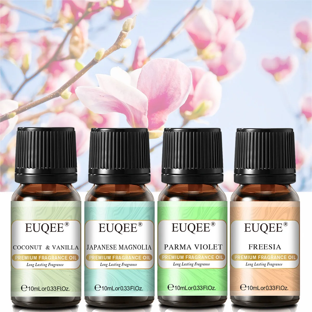 Floral Series Aromatherapy Fragrance Oil Collection - Coconut & Vanilla, Japanese Magnolia, Pumpkin Pie Scents, 10ml