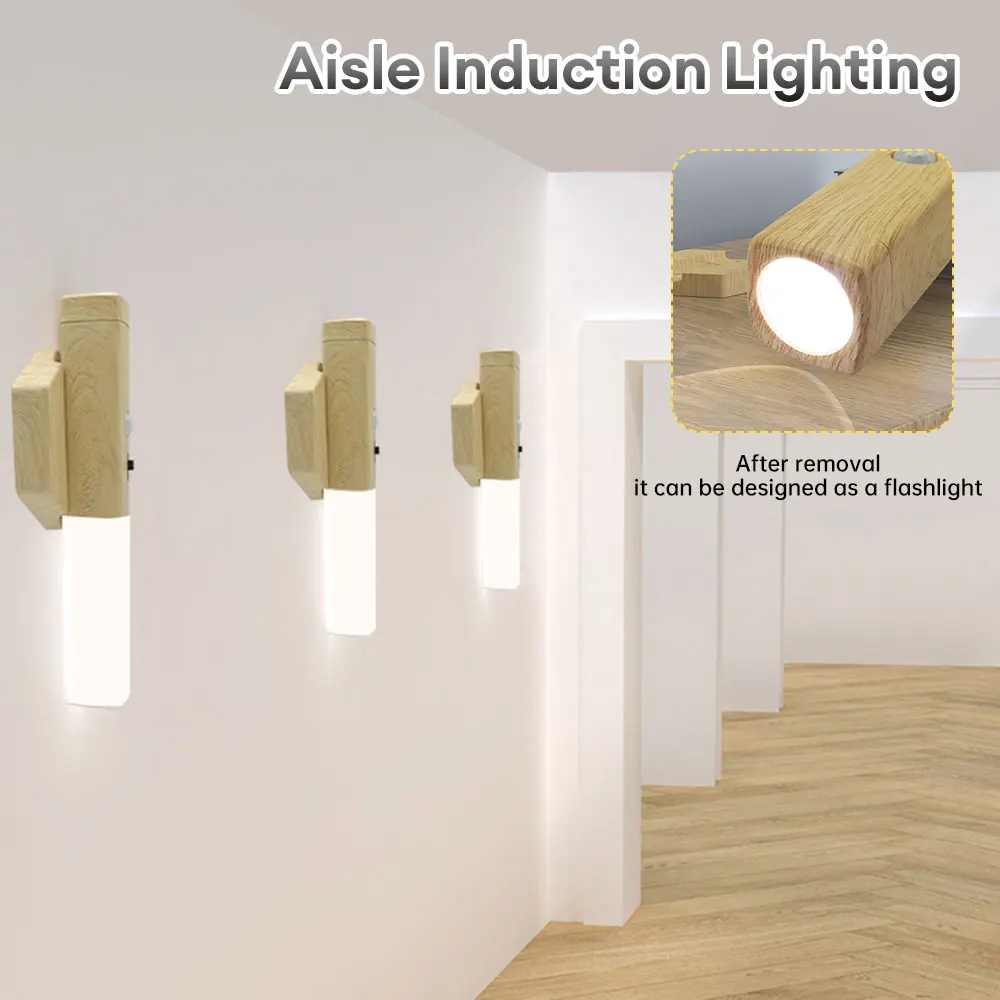 LED Night Light PIR Motion Sensor Magnetic Wall Lamp USB Rechargeable Lights Home Kitchen Bedroom Cabinet Closet Light