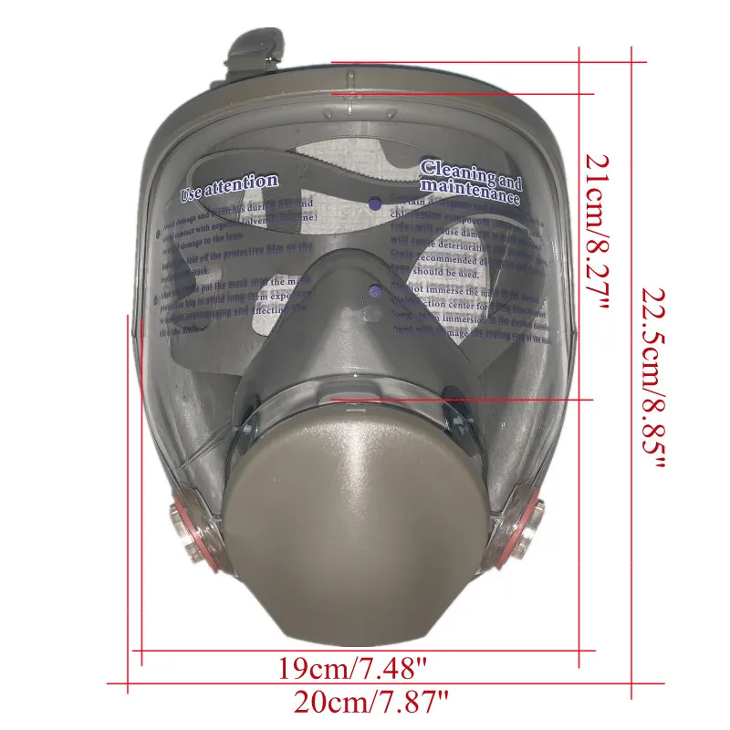 Dettaglio della lente e della guarnizione della maschera