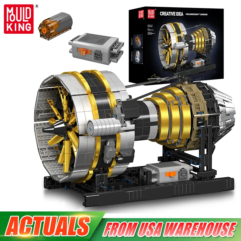 Mould King 10141 Technical Engine Toys The Motorized Aircraft Engine Building Block Assembly Spaceship Engine Set Kids Gift