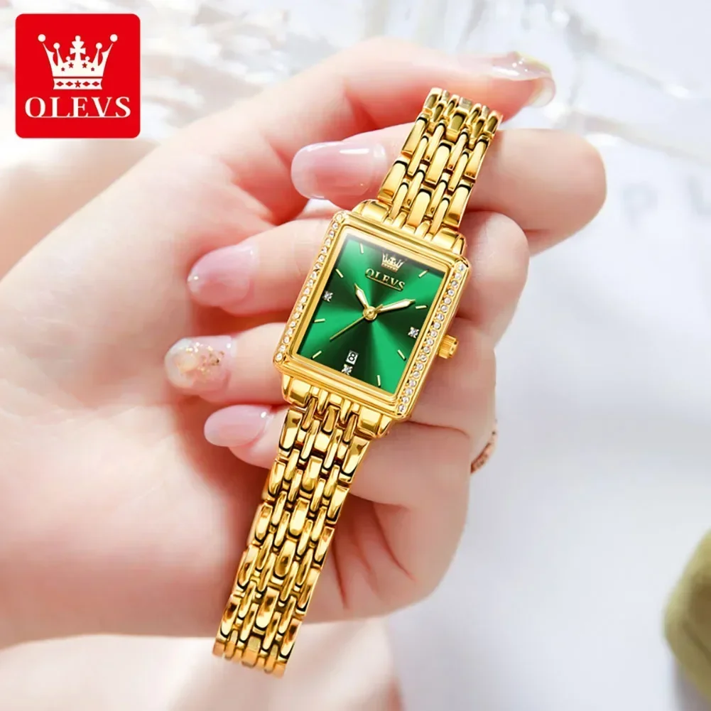 OLEVS Women's Watches Luxury Golden Stainless Steel Woman Watch Luminous Waterproof Quartz Wrist Watch Fashion Watches for Women 3