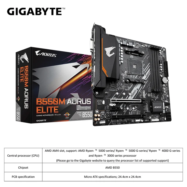 GIGABYTE AORUS ELITE 마더보드 및 AMD Ryzen 5 5500 R5 5500 CPU 마더보드 세트
