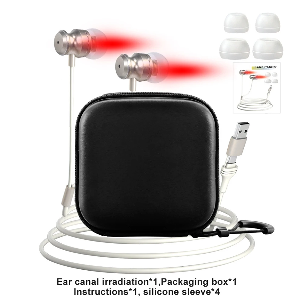 Tinnitus Infrared Ear Plugs USB+Type-C with Silicone Ear Canal Cover Red Light Ear Therapy Device 650NM Infrared Therapy