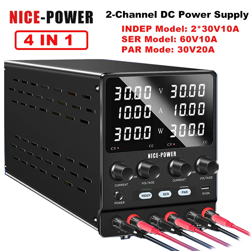 

High Precision Dual-Channel DC Power Supply 30V 10A/5A Series And Parallel Output Bench Voltage Current Regulator 60V 120V 3A