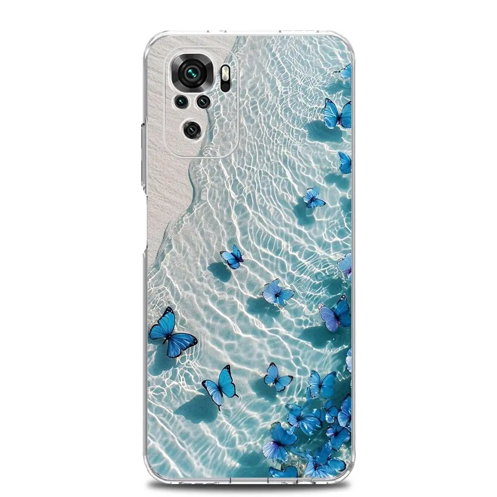 Blue Butterfly Ocean Waves Soft TPU Phone Case