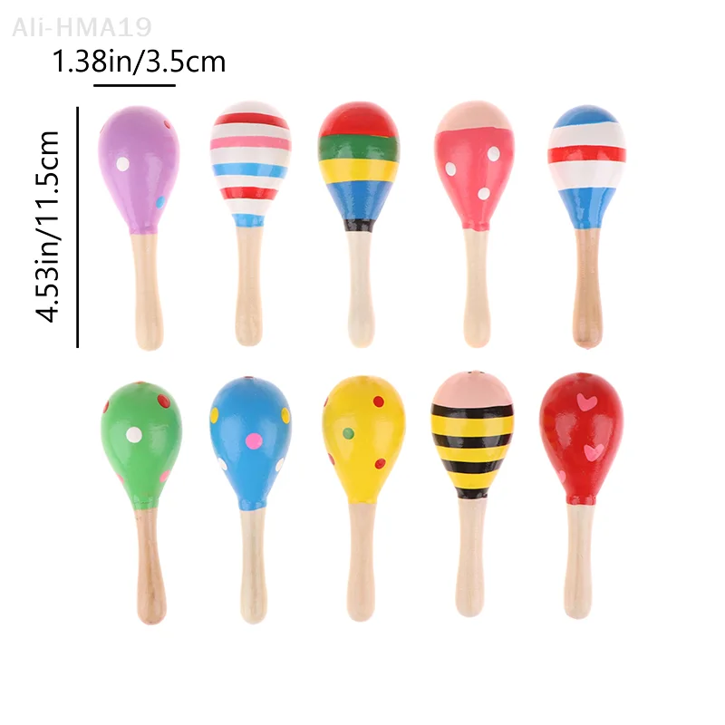 2Pcs Cute Mini Wooden Sand Hammer Maracas Rattle Shaker Toys For Baby Musical Instruments Baby Shower Party Favors Gift Kids baby musical toys