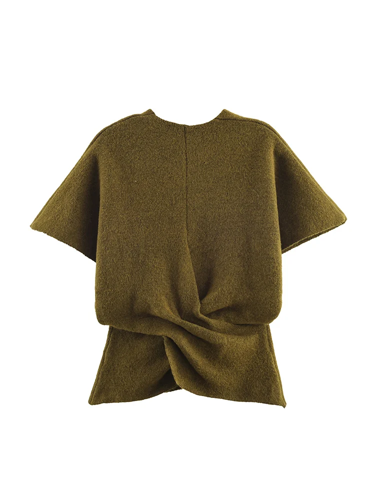 Women Stylish Knitted Sweater Slim Fit Vintage Elegant Solid Spring Autumn Short Sleeve Knit Wear Fashion Female Knit Pullover