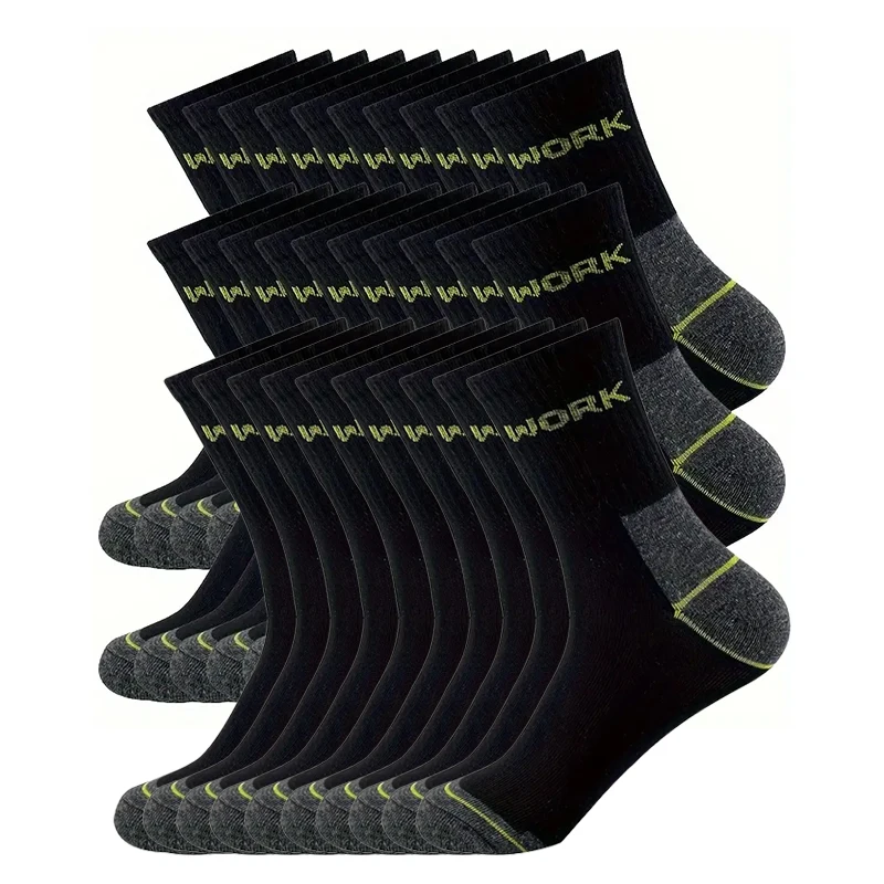 Mens Moisture-Wicking Cotton Sports Socks - Cushioned Hiking  Outdoor Anti-Slip 30 Pairs