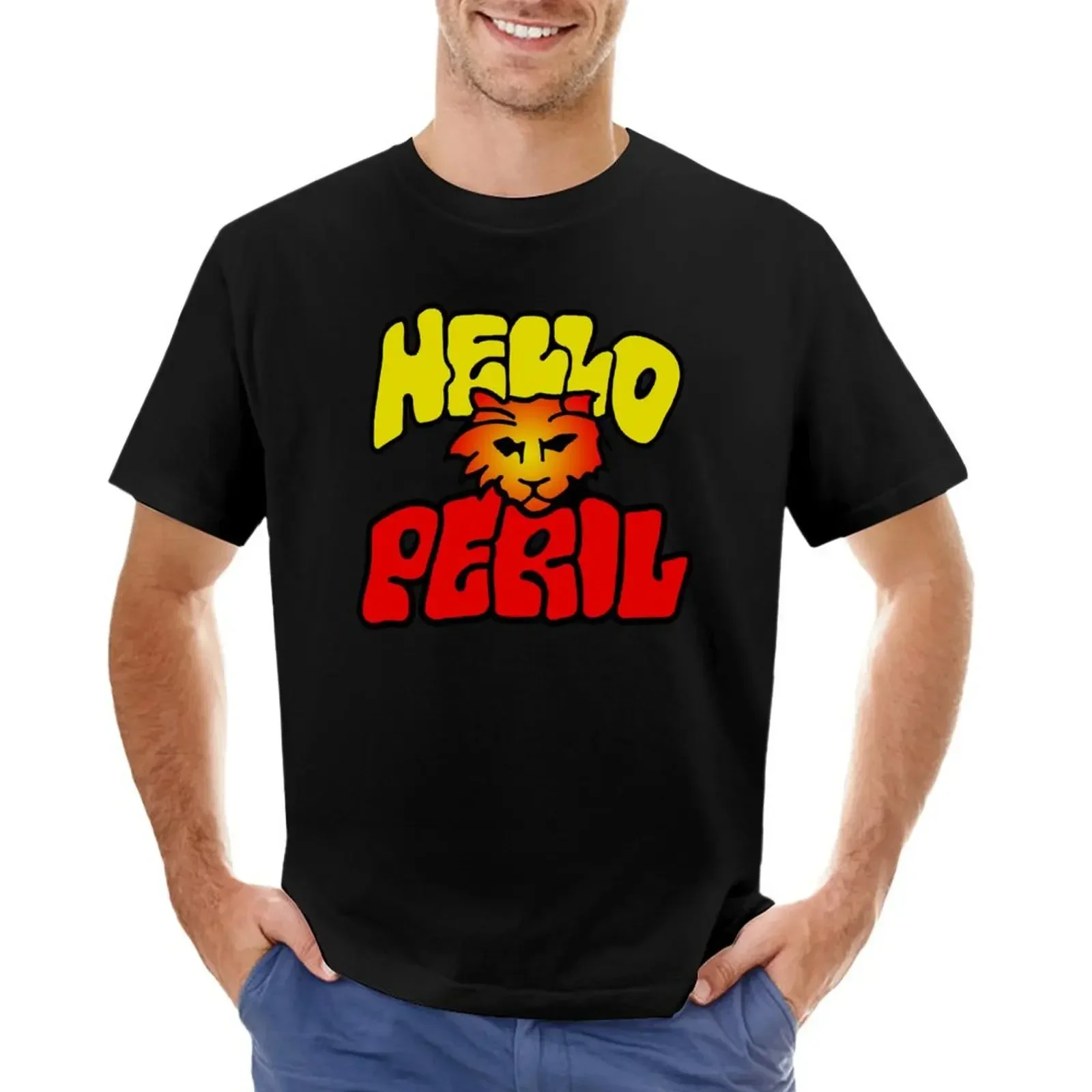 

Hello Peril Original Band Logo T-shirt boys animal print blacks anime men t shirt