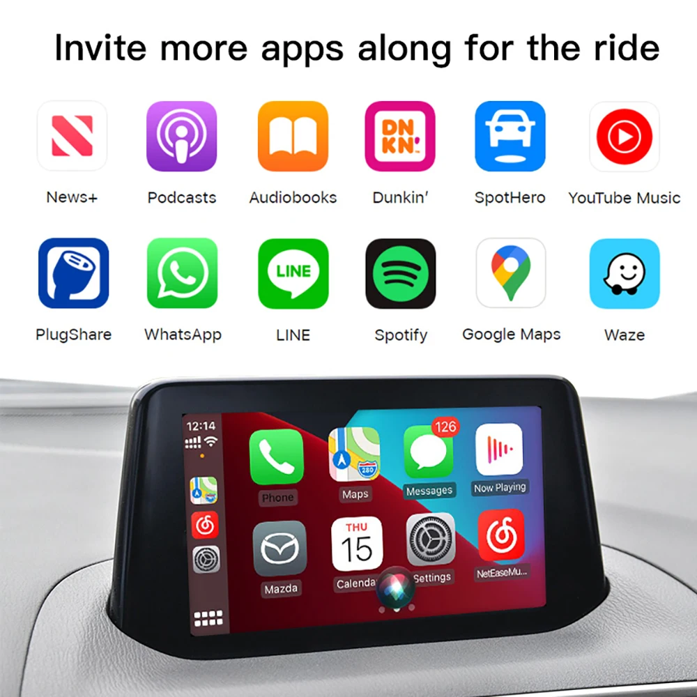 New Upgrade Apple CarPlay Android Auto USB Adapter for Mazda 2 3 6 CX3CX5CX8CX9 MX5 TK78-66-9U0C OEM Hub Retrofit Kit Car AI box