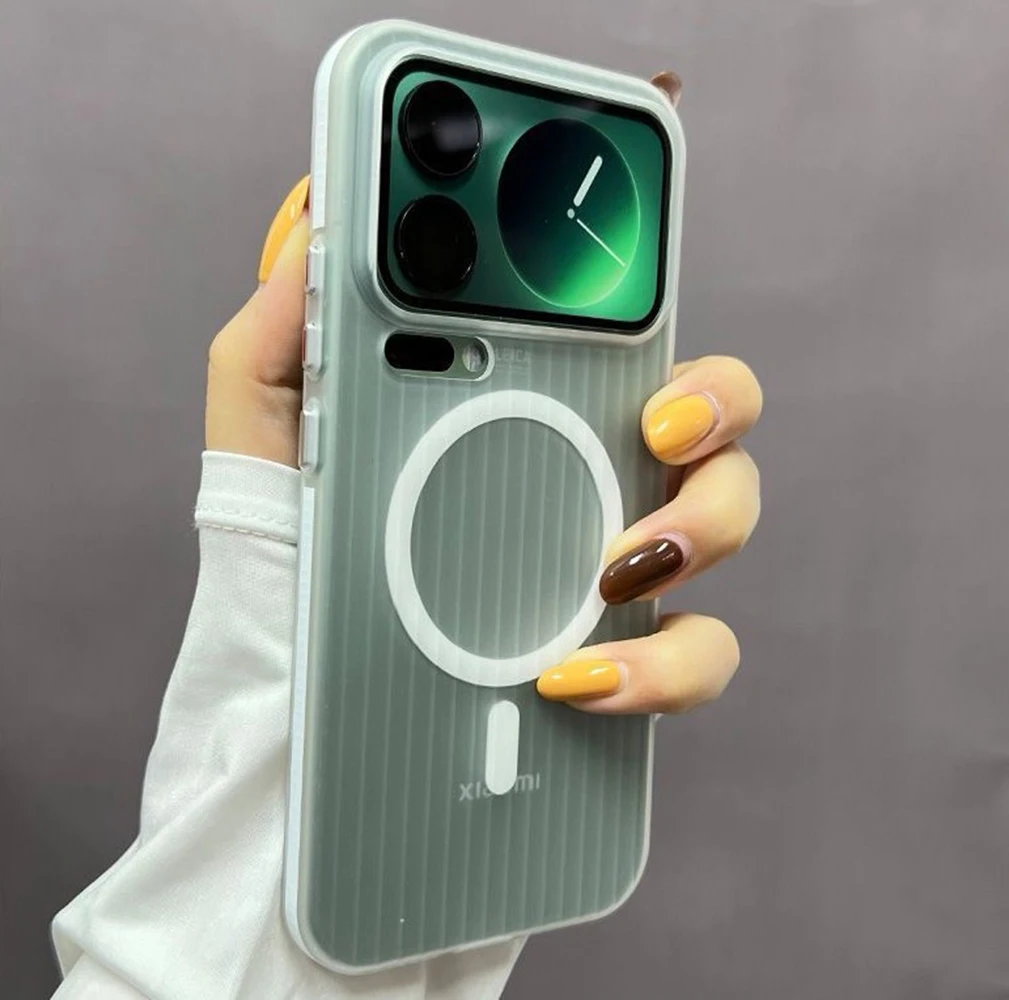 Corrugated Pattern Clear Matte Magnetic Non-Slip Bumper Case - Ultra Thin Hard PC Cover
