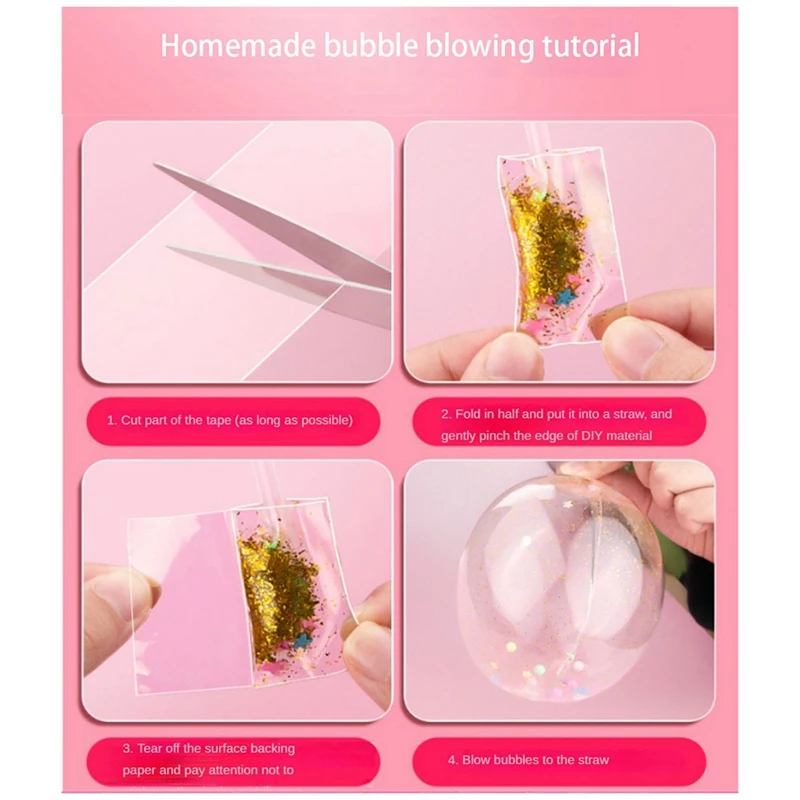 

1Set DIY Blow Bubble Nano Tape Double Sided Tape Sticky Ball Tape DIY Crafts Tape Decompression Toys Kids