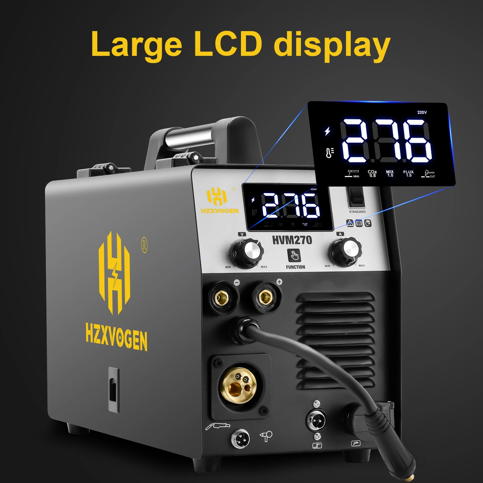 Hzxvogen 4 In 1 Digital Screen 220V HVM270 Cut/Mma/Gas Gasless Mig Welding Machine Support 1/5Kg Wire soldering ferramentas