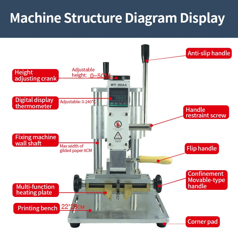 Hot Foil Stamping Machine, Manual Leather Embossing Machine, Temperature  Adjustable, with Paper Holder and Positioning Slider, for PVC Paper Logo