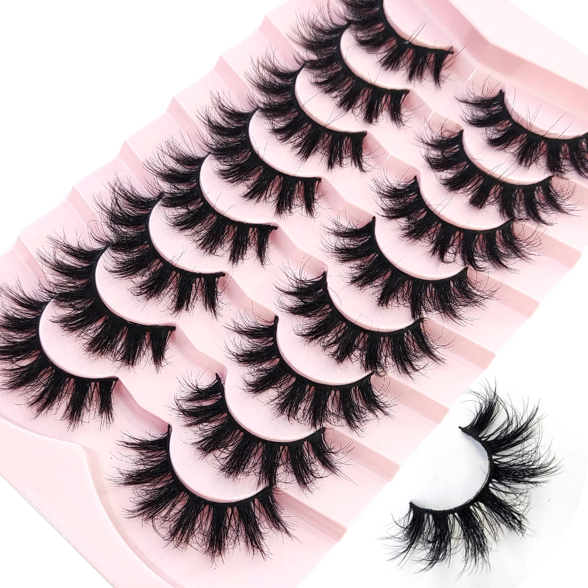 HBZGTLAD 5/8 Pairs of Natural Russian Striped Mink Lashes 3D False Lashes Volume Wavy False Lashes Eyelash Extensions Makeup