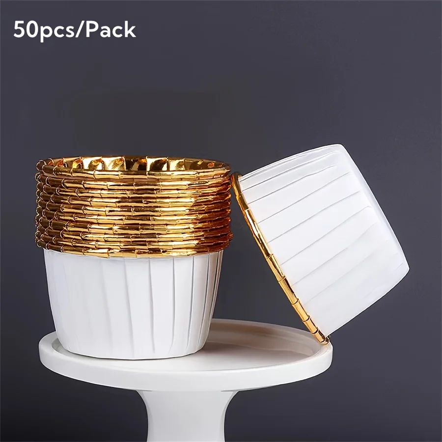 Aluminium cupcake- en muffinvormen, set van 50 stuks - Wit