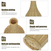 Flower Basket Bamboo Vase Woven Baskets Arrangement Bottle Container Pots for Plants 2