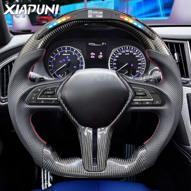 Customized Real Carbon Fiber Steering Wheel Red Line For Infiniti