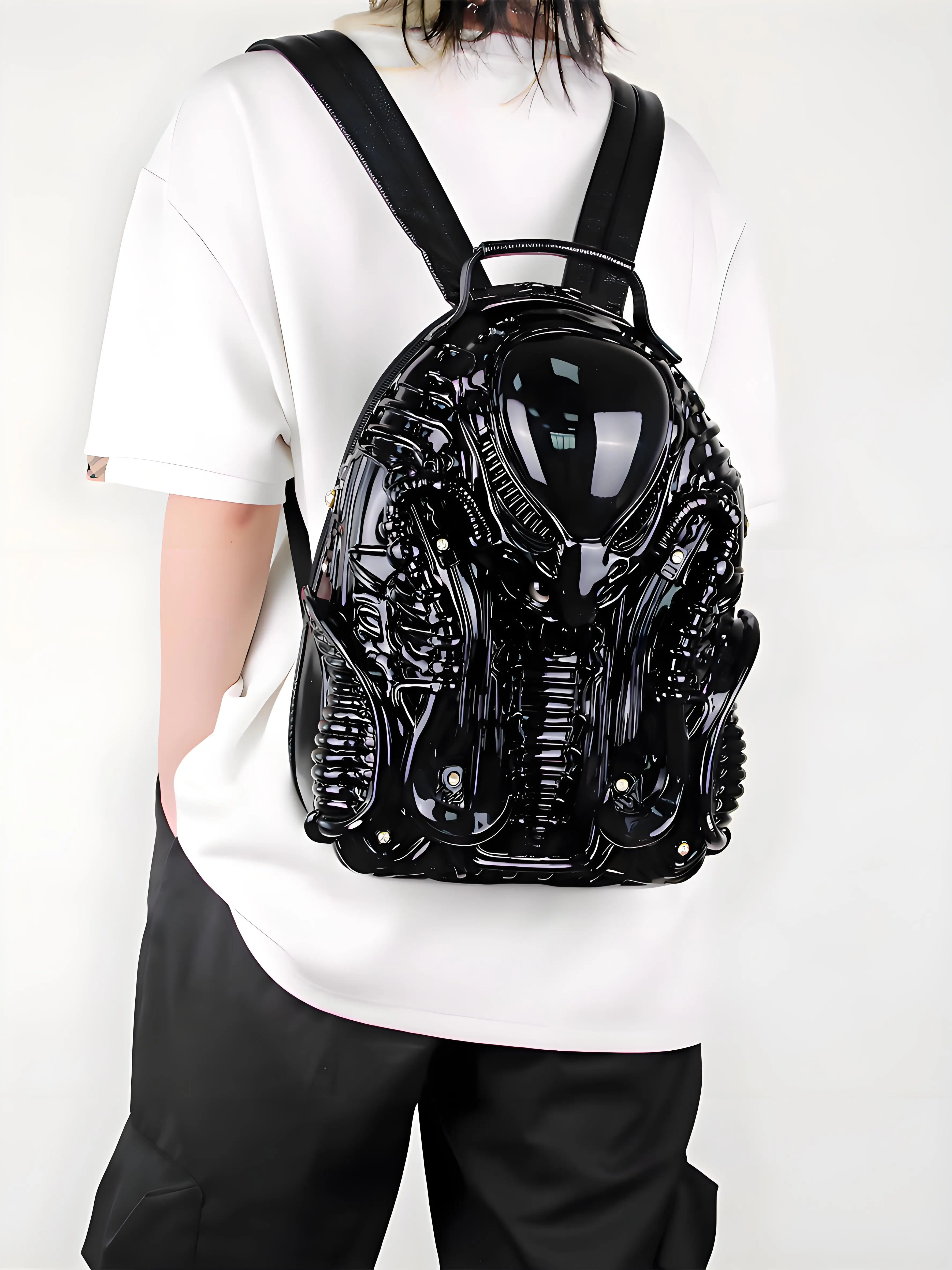 Fashionable, unique, alien shaped backpack, personalized, iron blooded warrior, street punk style, unisex Backpack 2