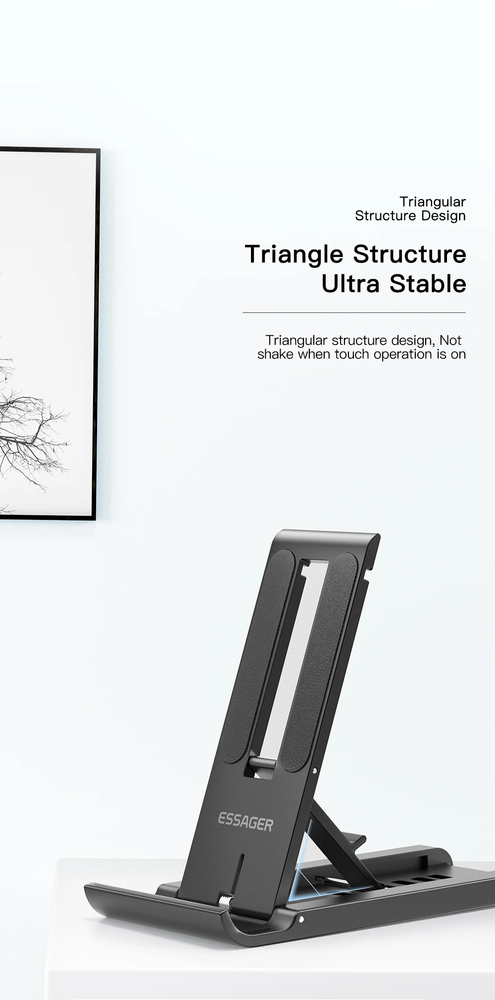 Essager faltbarer Desktop-Halter, tragbarer Mini-Handyständer für iPhone 13 Pro Max, iPad, Xiaomi, Schreibtischhalterung, tragbarer Ständer – Detail 5