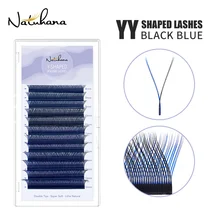 

NATUHANA Ombre Color YY Shape Eyelash Extensions faux Cils Two Tip Lashes C/D Curl Idividual False Eyelashes Makeup Supplies