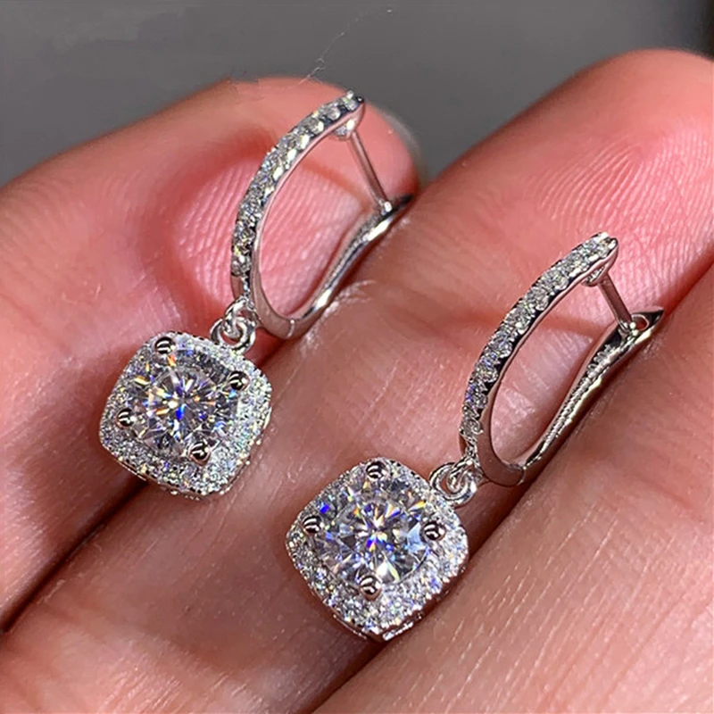 

D Moissanite 3ct Earrings 925 Sterling Silver Original Certified Moissanite 1ct Hoop Drop Dangle Earrings 2ct Huggie for Women