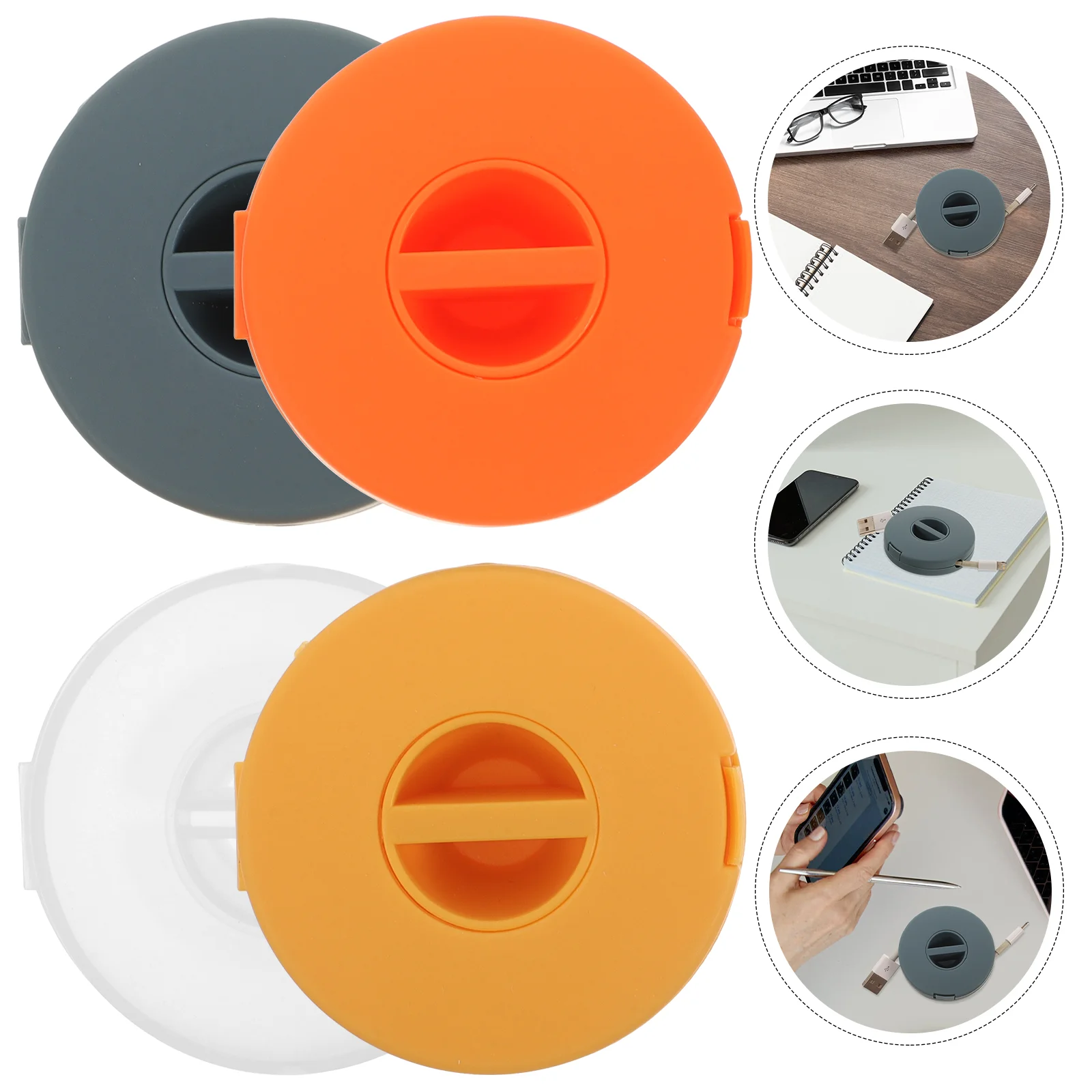 

4 Pcs Data Cable Storage Box Wire Holders for Cords Manager Management Earphone Plastic Winder Organizer