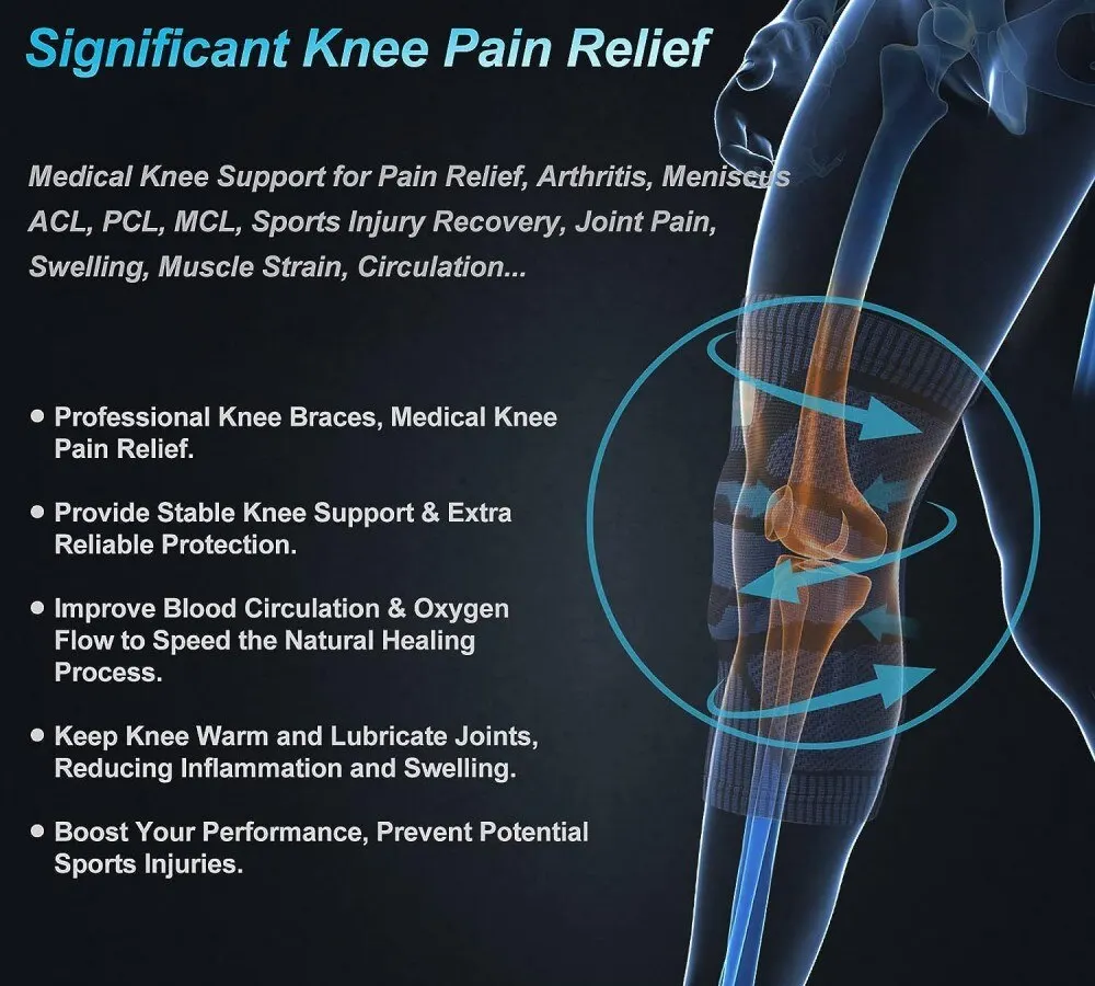 Knee Brace Knee Wraps 1PC Knee Braces for Knee Pain Relief With Side Stabilizers Gel Pads For Meniscus Tear Joint Pain Injury Recovery Unisex