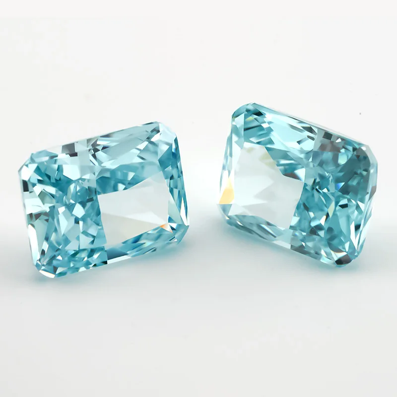 

JINGANGZUO Size 6x8mm 7x9mm 16#Paraiba Blue Octangle Radiant Crushed Ice Cut CZ Stone 5A Loose Cubic Zirconia Synthetic Gemstone