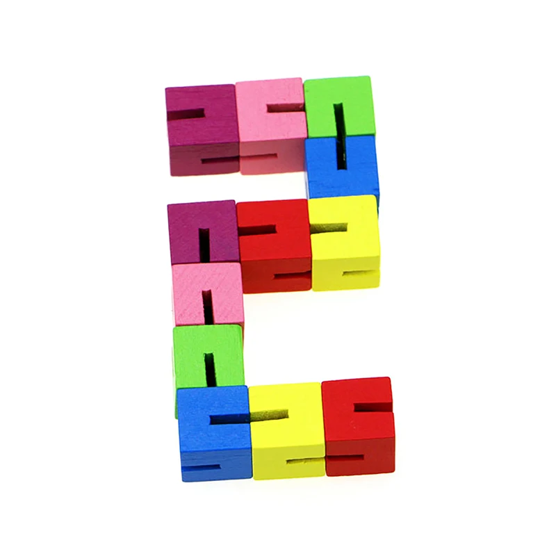 1PC Classic Colorful Cube String Wooden Building Block Creative Fidget Stress Relief Toy For Children Toddler Educational Toys