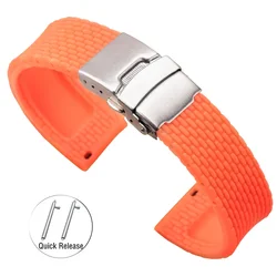 Sport Silicone Waterproof Watch Band - Universal Rubber Bracelet - 20mm (Orange)