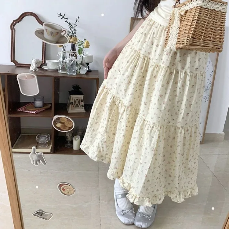 新品未使用♡rosymonsterシュワシュワタートル　2枚セット Sweet Fresh Floral Fungus A-line Skirt for Women High Waist
