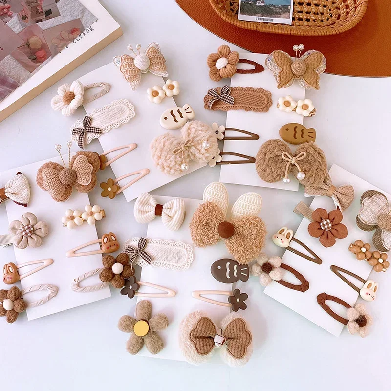 Bows Baby Hair Clips 8Pcs/Set Hair Accessories Girls Cartoon Animal Flower Hairpin Headdress Kids Pins Birthday Gifts hair clips hair accessories