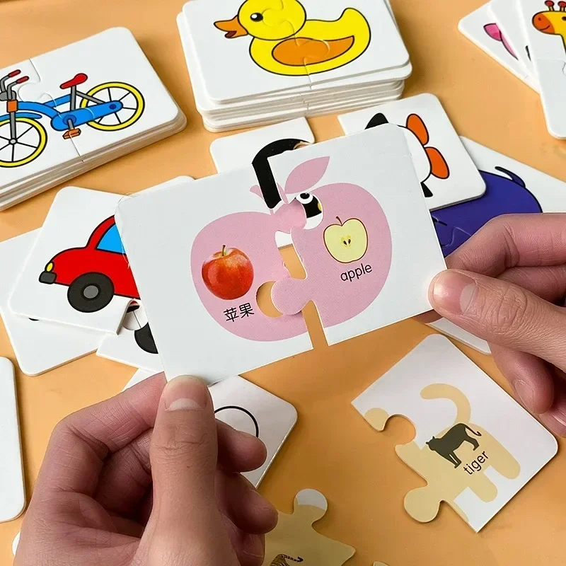 32Pcs Montessori Toddler Card Matching Game Early Education Puzzle Toys Cartoon Jigsaw Toys Color Shape Cognitive Training Gift jigsaw puzzles wooden jigsaw puzzles educational puzzles