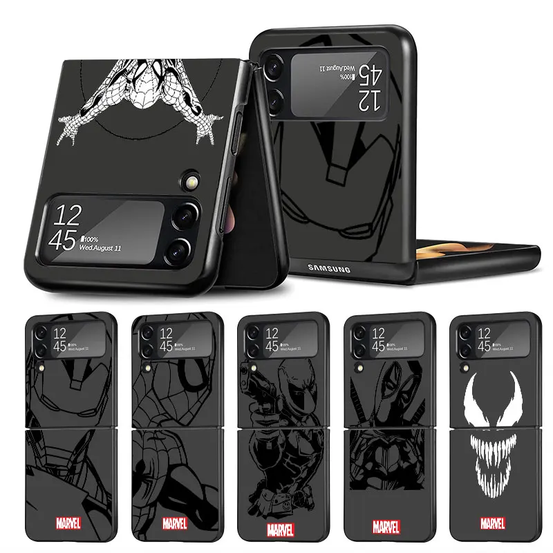 Marvel Iron Man Spiderman Case Per Samsung Galaxy Z Flip 4 3 5 5G Flip Antiurto Capa 6.7 Pollici Hard Pc Zflip 4 Cover Per Telefono