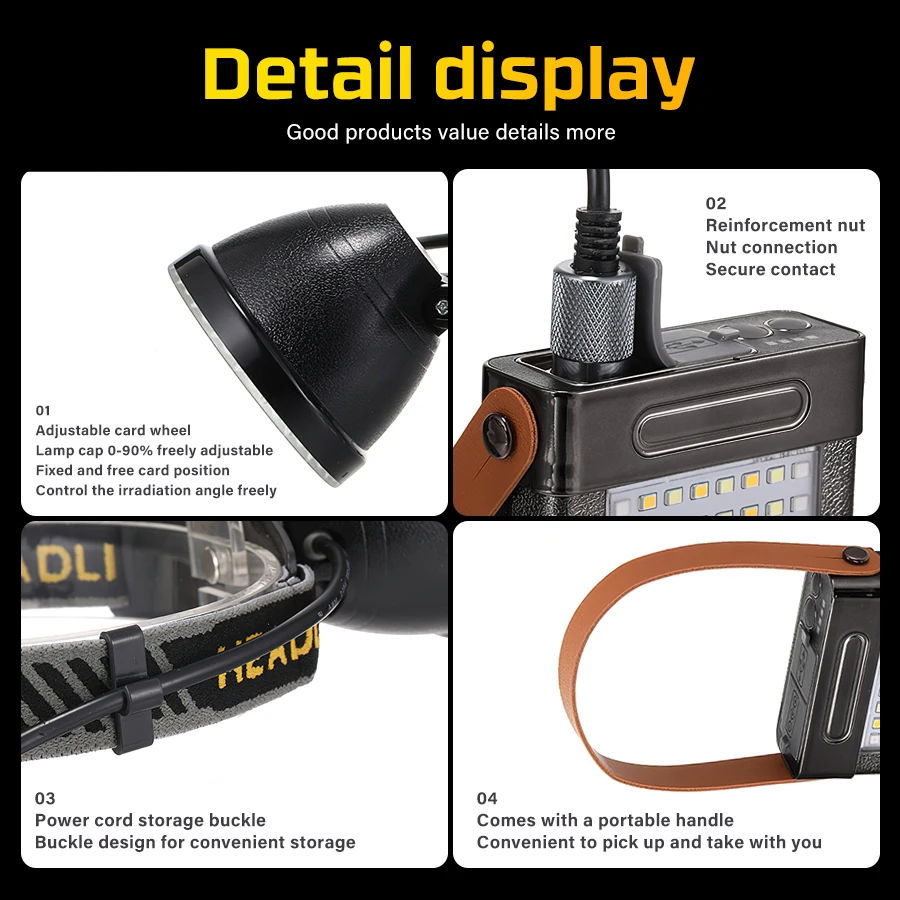 Phare Super Lumineux, Lampe Frontale Rechargeable Usb Rgbw Focus Haute Luminosité 100 000 Heures