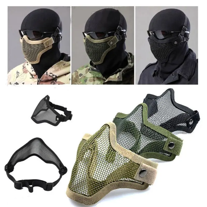 Description Picture 2 of itemTactical Strike Metal Mesh Mask Hunting Half Face Protection Mask For FAST Helmet Camouflage Hunting Equipment Accessories