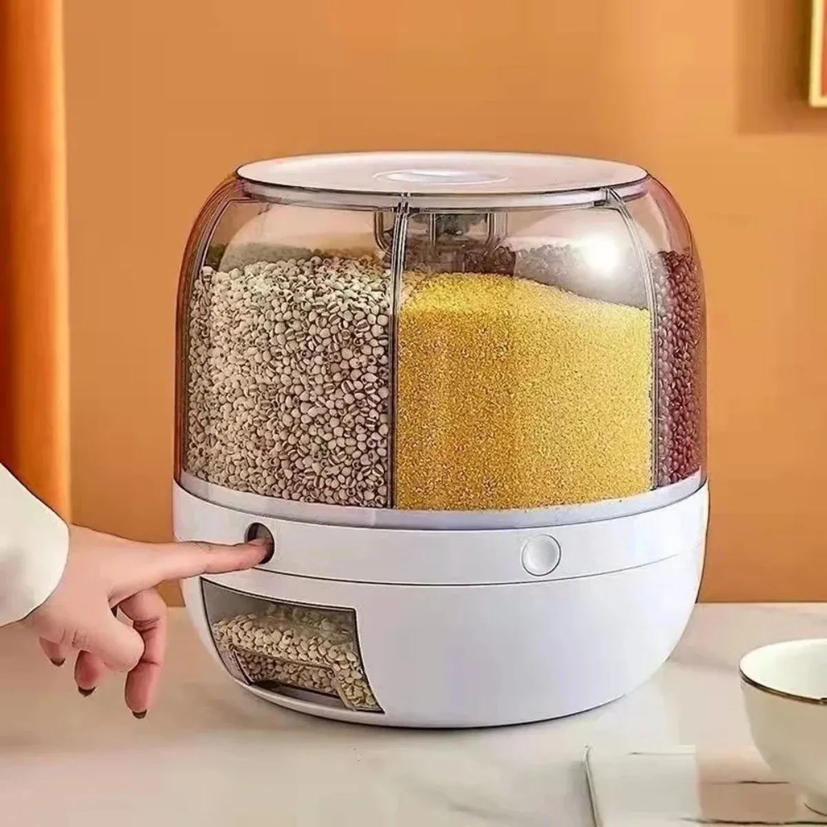 9kg Grains Storage Box 360° Rotating Separated Sealed Grain Rice Dispenser Kitchen Moisture-proof Food Container Storage Box 4