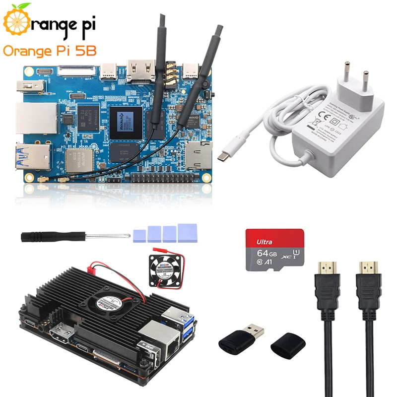 

Оранжевый Pi 5B ОЗУ 4 ГБ, 8 ГБ, 16 ГБ, 32 ГБ, 64 ГБ, 128 ГБ, 256 ГБ, EMMC RK3588S, Wi-Fi + BT SSD, Gigabit Ethernet, опция в алюминиевом стандарте