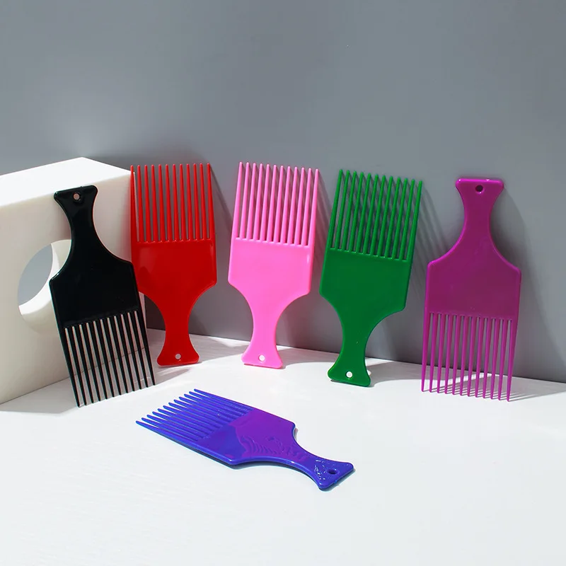 1 Piece Wide Teeth Brush Pick Comb Fork Hairbrush Insert Hair Pick Comb Plastic Gear Comb For Curly Afro Hair Styling Tools 2