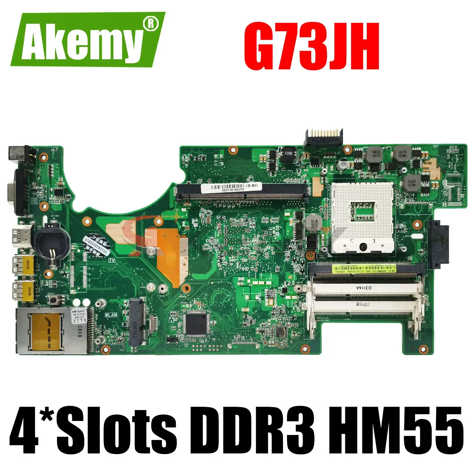 

Материнская плата G73JH для ноутбука ASUS G73JH G73J G73, материнская плата для ноутбука, компьютера, 4 слота DDR3 PGA 989 HM55 100%, полностью протестирована