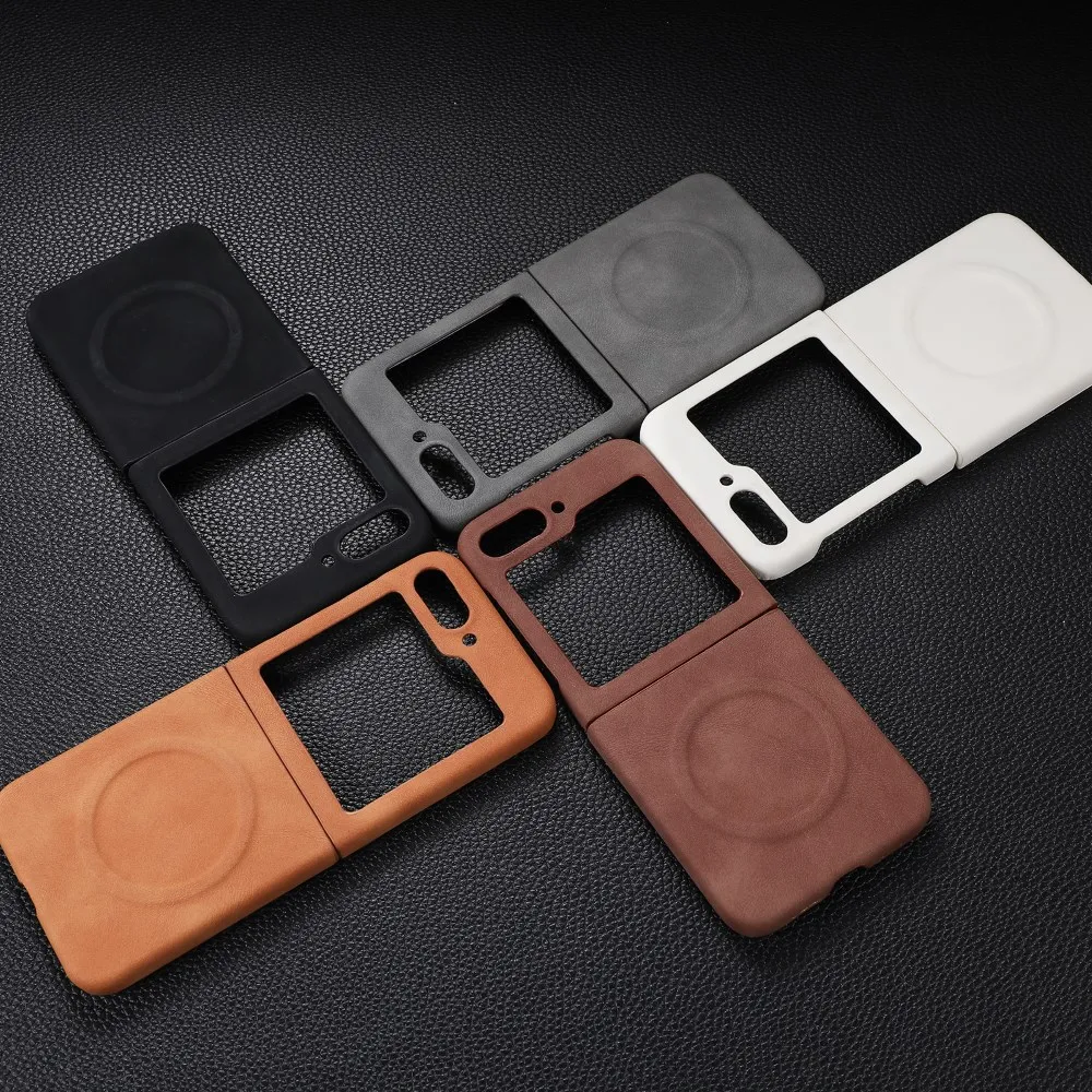 Luxury Faux Leather Magnetic Shockproof Case with Wireless Charging