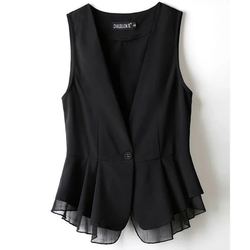 Woman Elegant Vest Jacket Office Ladies Work New Casual Slim Blazer Sleeveless Waistcoats Lady Suit Waistcoat with Lining A82