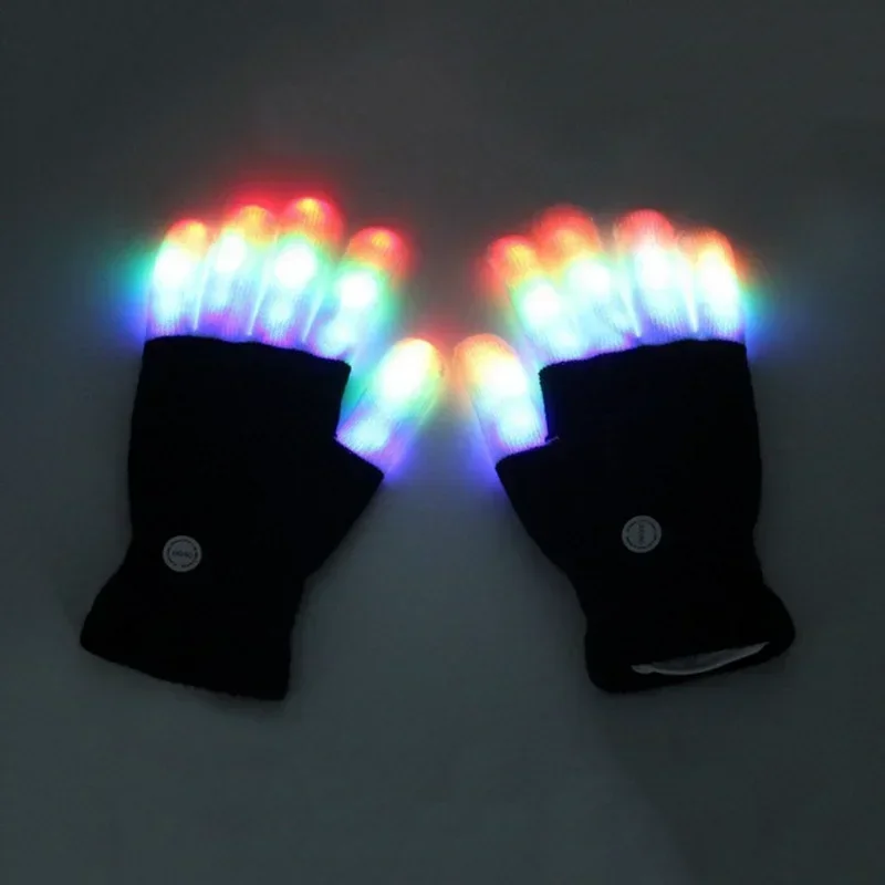 

New 1 Pair LED Flashing Magic Gloves Colorful Finger Glowing Glove for Winter Festival