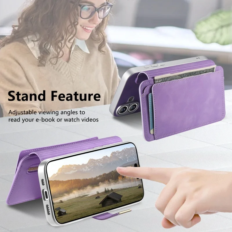Premium Magnetic Leather Wallet Phone Case with Ring Card Holder