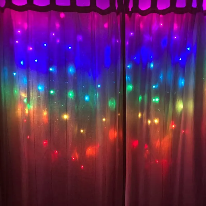 RGB 3x1m Curtain LED Light Christmas Decoration Holiday Home Bedroom Wedding Fairy Garland Lamp USB Plug With Remote fairy lights
