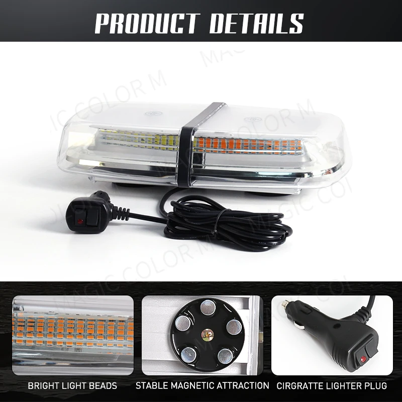 72SMD Car LED Strobe Roof Lights Becaon Police Emergency Magnetic Warning Lamp Vehicle Ambulance Red Blue Yellow White 12V 24V