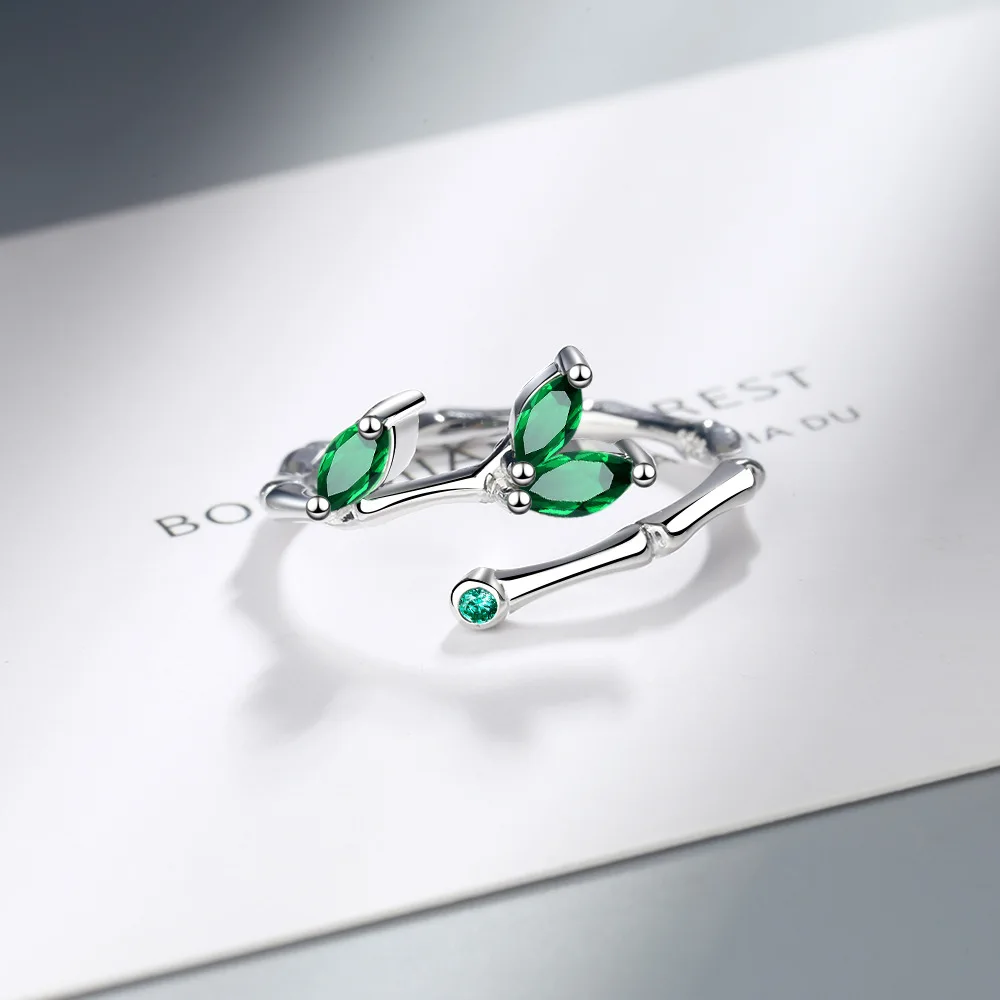 Silver Rings 925 Sterling Silver Twig Green Leaf Rings For Women Luxury Designer Jewelry Accessorie GaaBou Jewellery silver rings,silver ring